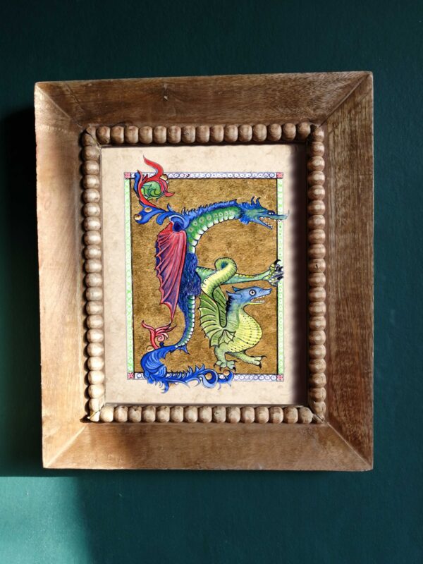 Two Dragons - Medieval Illumination in frame