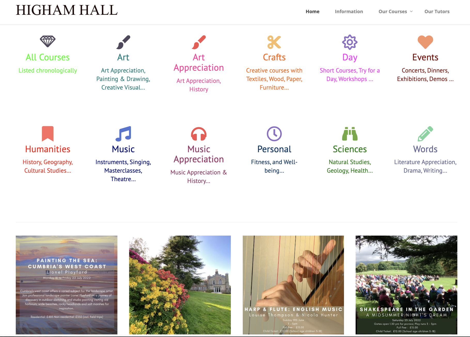 courses at Higham Hall